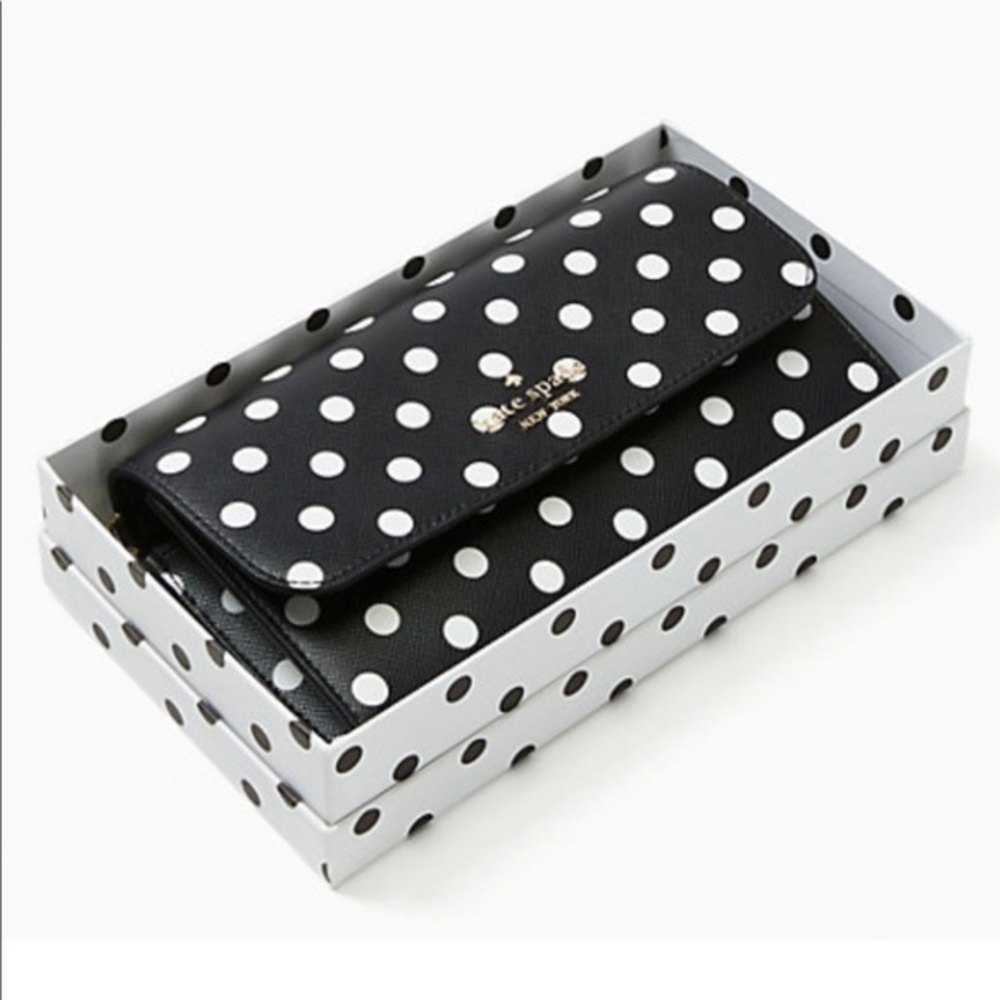 Kate Spade Black & White Polka Dot Med Phone Wristlet Clutch NWT - Picture 4 of 7